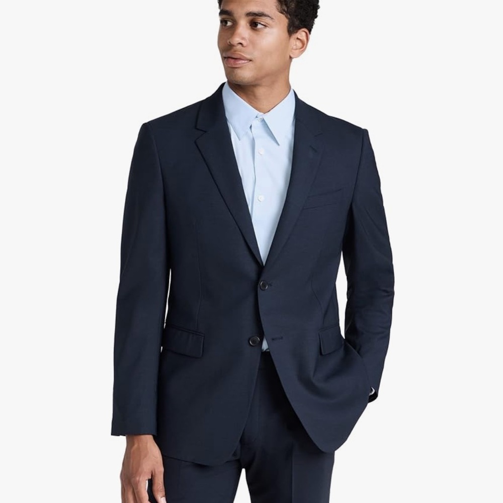 Theory Men’s Virgin WOOL Chambers Suit Jacket Blue Two-Button Blazer